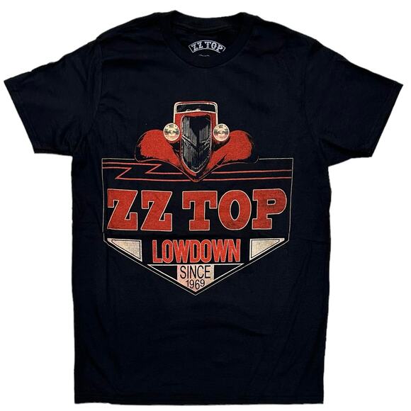 ZZ Top Mens T-Shirt Lowdown Since 1969 Distressed Print Official Merch Black Tee - Picture 1 of 1